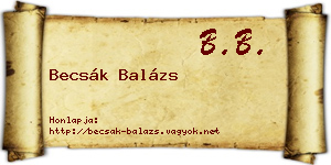 Becsák Balázs névjegykártya